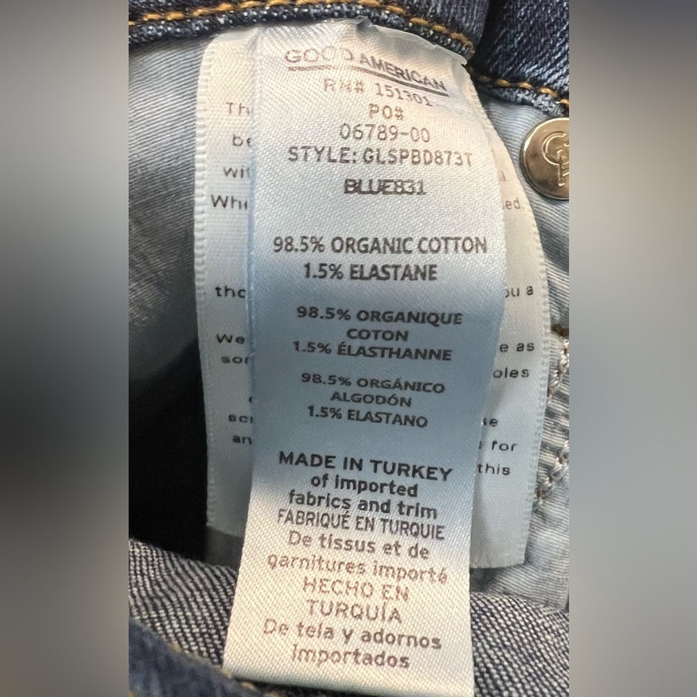 Good American dark wash distressed stretch skinny jeans. Organic cotton size 2 - Picture 8 of 8